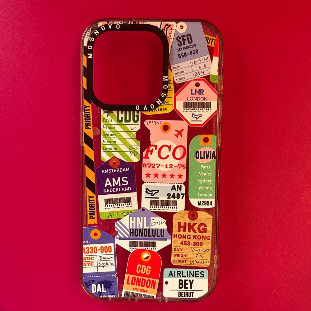 Travel-Themed Phone Case with Multicolor Design